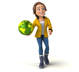 Fun 3D illustration of a cartoon teenage girl