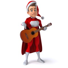 Fun 3D illustration of a fun super santa claus