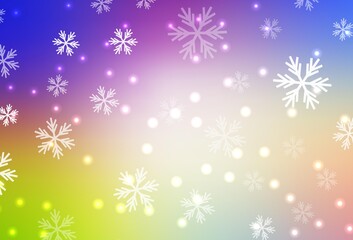 Light Multicolor vector background with beautiful snowflakes, stars.