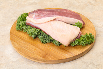 Raw duck breast for cooking