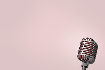 Retro microphone isolated on colorful background