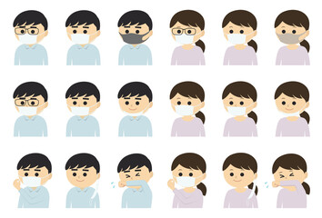 マスク着用　イラストセット