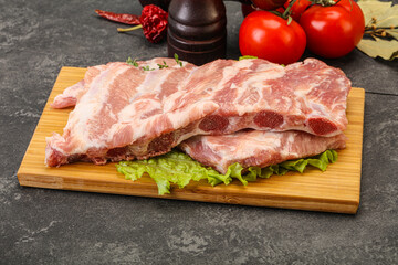 Raw pork ribs for cooking