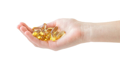 Isolated hand with fish oil
