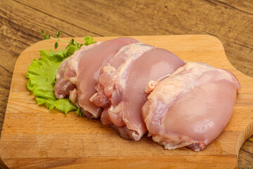 Raw chicken boneless and skinless leg