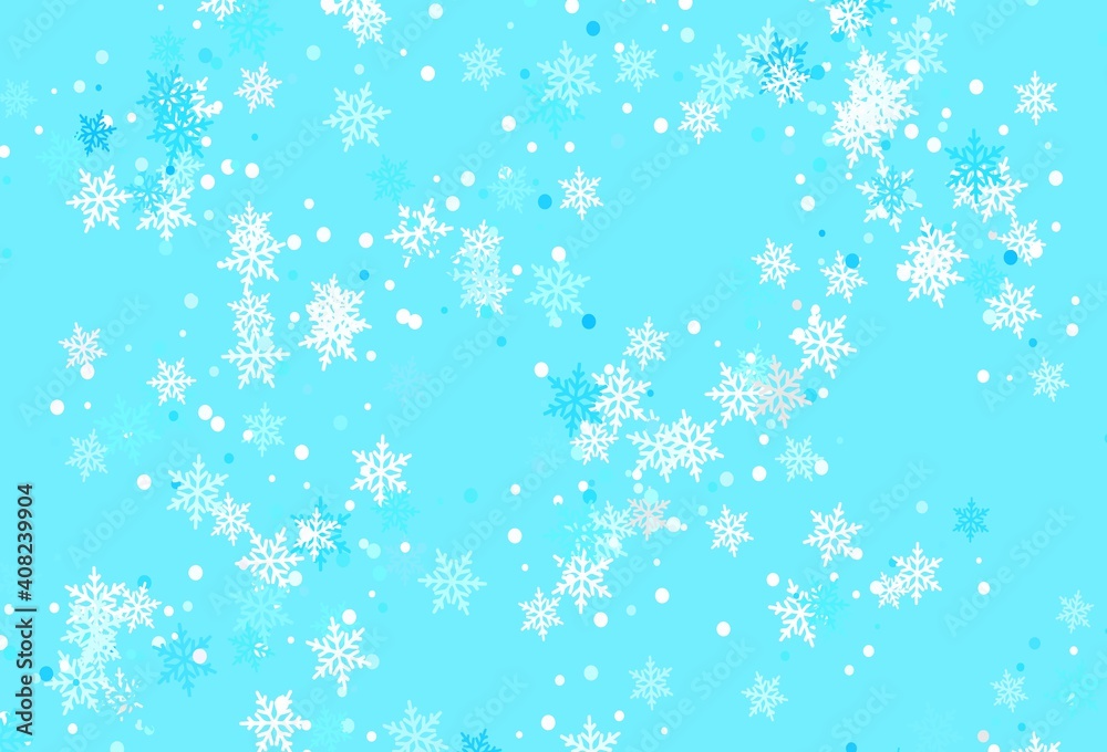 Wall mural light blue vector texture with colored snowflakes.