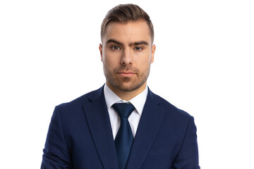 elegant young businessman posing on white background