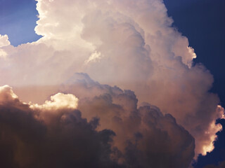 Big gray stormy clouds in sky