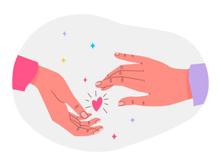 Vector design element. Holding hands. Love, care and friendship