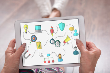 Business strategy concept on a tablet