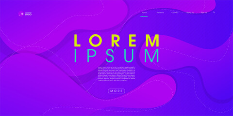 Modern graphic element. Dynamical colored forms and waves. Gradient abstract banner with flowing liquid shapes. Template for the design of a website landing page or background. Vector Illustration.