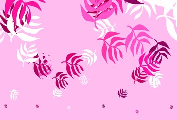 Fototapeta na wymiar Light Pink vector abstract background with leaves.