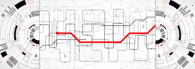 Abstract half-circle technology circuit board. Communication concept.