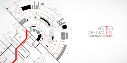 Abstract half-circle technology circuit board. Communication concept.