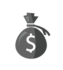Money icon with bag, vector. 