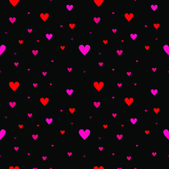 Fototapeta na wymiar Valentine hearts on a black background for a pattern