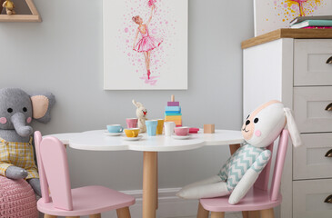 Children's room with modern furniture and picture. Interior design