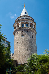 Obraz premium Details of the Galata Tower in Istanbul with its arched windows