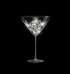 black background and glass of wine with light jewel diamond