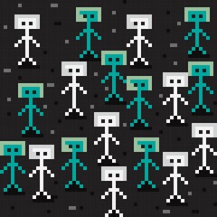 Future generation pixel art. Characters pixel art. Robot picture. Pattern vector background.