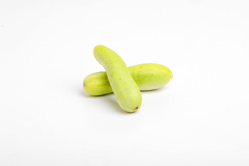 Two cucumbers on an isolated white background