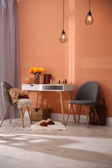 Cozy room interior inspired by autumn colors