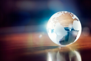 Glass globe background concept for global business, environment and conservation