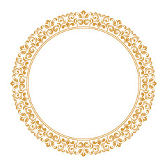 Decorative frame Elegant vector element for design in Eastern style, place for text. Floral golden border. Lace illustration for invitations and greeting cards.