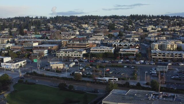 Washington State Ferry At Dock In Edmonds, Washington Drone Aerial View