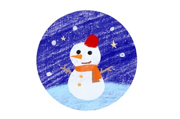 An illustration of a cute snowman