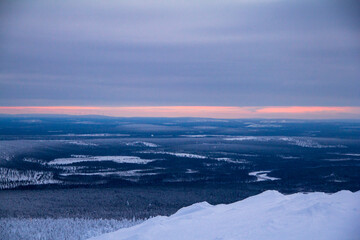 Sunrise in the mountains of Finnish Lapland.