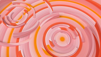 3d Data Presentation Background with Circular Elements and Red, Prange and Pink Stripes