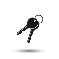 Simple, flat, black pair of keys icon. Silhouette icon. Isolated on white.