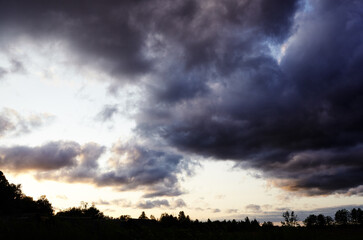 Dramatic black cloud before rainy