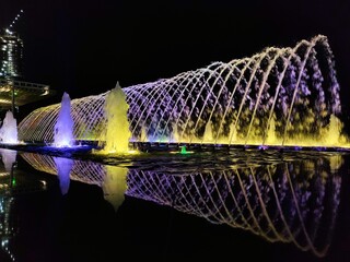Reflection of a Night Fountain 