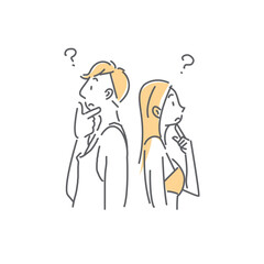 safe sexに関するカップルのシンプルで健康的な線画イラスト