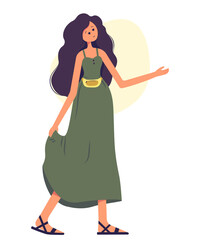 A beautiful girl with fanny pack on white background