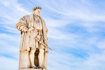 Fototapeta premium Statue of King John III in the main square of the University of Coimbra in Coimbra, Portugal