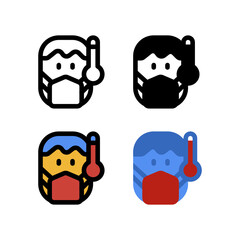 Fever and Headache Illness Icon, Logo, and illustration