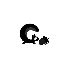 Fototapeta premium Squirrel Logo Design. squirrel silhouette cartoon. Vector logotype isolated on white background.