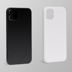 White and black mobile phone screen mockup product showcase