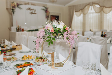 Floral compositions of the wedding hall
