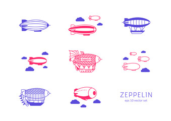 Zeppelin - vector icons set on white background © Konstantin