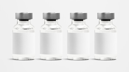 Injection glass bottles with blank white label