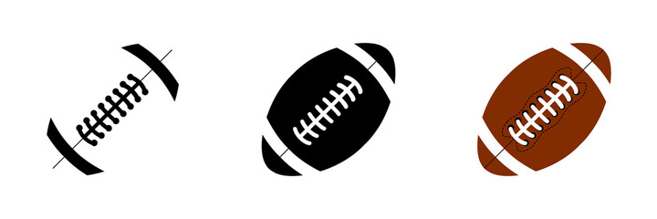 Vector football balls icons. American Football ball in different designs. Sport concept. Vector illustration - 408256120