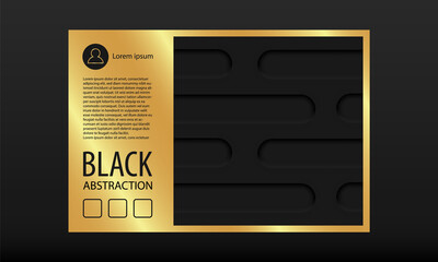 Gold and Black Neomorphism background. Vector dark rounded bricks in neomorph style and golden background for text design.