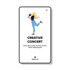 Creative Concert Performing Young Woman Vector flat