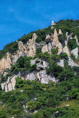 Fototapeta na wymiar Mountain side with stones and trees