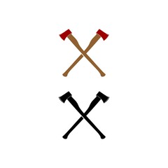 Cross AX, Crossed Firefighter wooden axes logo design