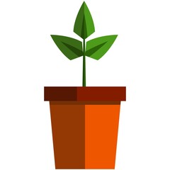 Potted plant icon, flat vector isolated illustration. Gardening.